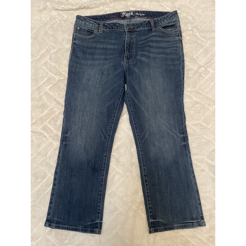 Rock 47 Wrangler Jeans Women's Size 34 Low Rise Embroidered Medium‎ Wash Bling